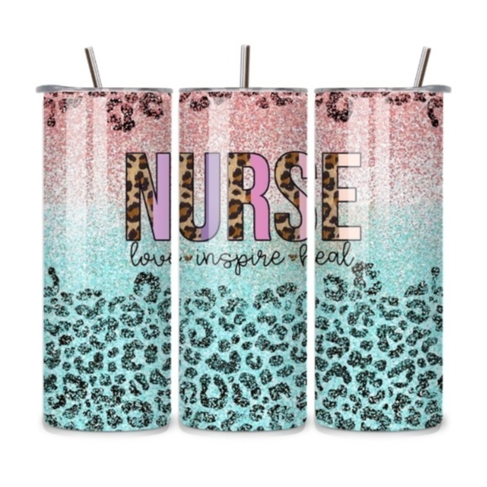 Nurse Glitter Leopard 20oz Stainless Steel Tumbler